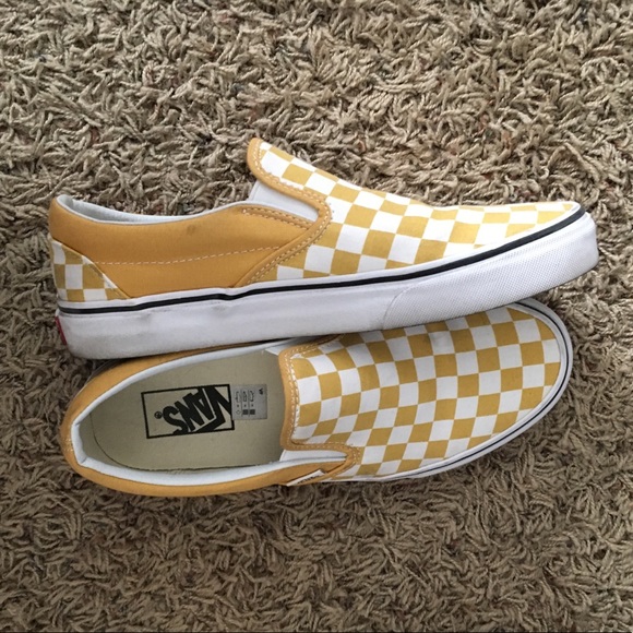 yellow checkerboard vans size 5